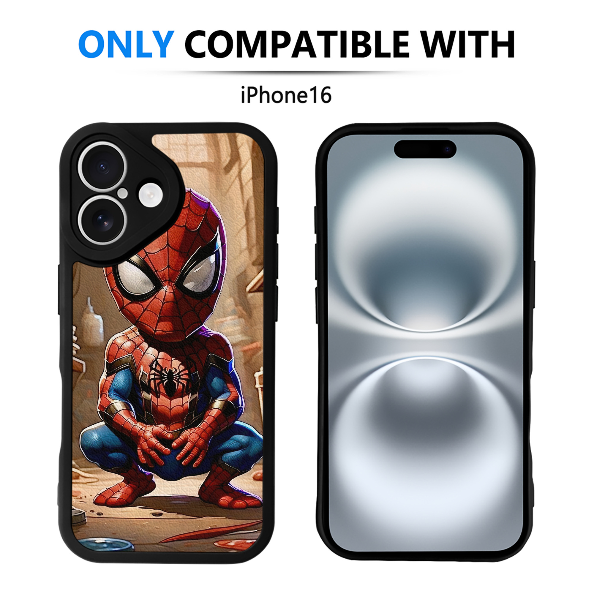 Spider Man スパイダーマン 【iPhone 16シリーズ対応】シリコンスマホケース（レザー調） 材質：シリコン